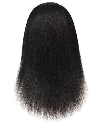 Mannequin Head with Human Hair for Hairdressing Training - Black Straight Hair