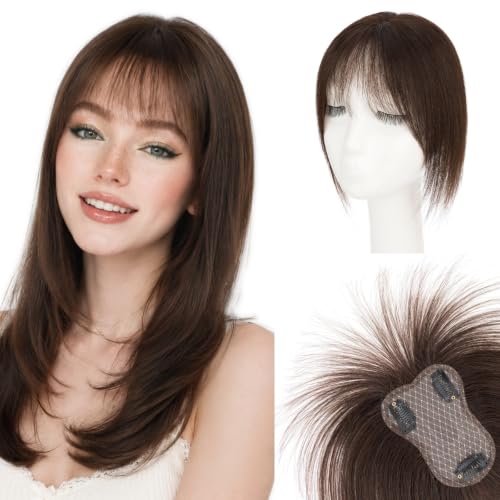 SEGO Human Hair Hair Topper for Women 10 Inch Dark Brown Shedding Free
