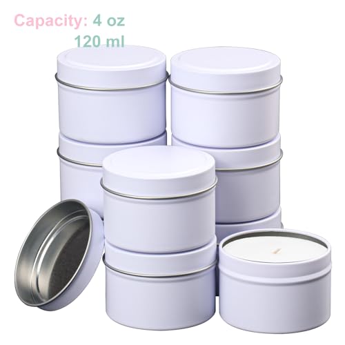 White Candle Tins with Lids 4 oz Bulk Pack for DIY Candle Making & Crafts