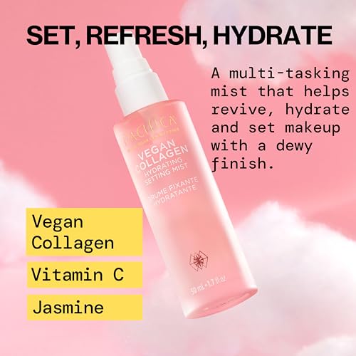 Pacifica Beauty Vegan Collagen Hydrating Setting Mist ? Hydrating Illuminating Face Primer for Dewy Skin, w/Vegan Collagen & Squalane for Radiant Glow, Soft-Focus Pore Blurring Makeup Base