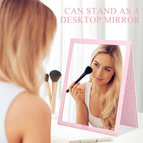 Pink 33-Inch Foldable Full Body Travel Mirror for Dance & Camping