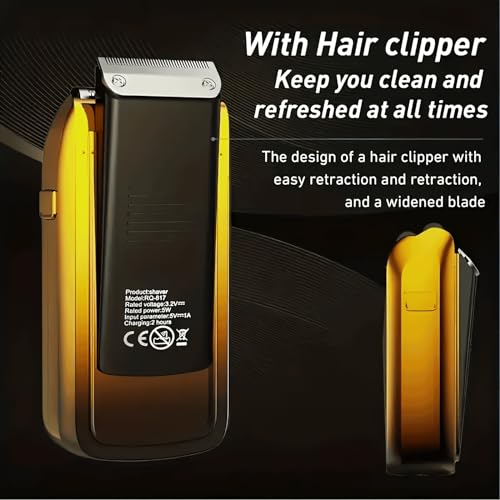 Electric Foil Shaver for Men,Wet Dry Mens Barber Shaver & Trimmer 2 in 1,Professional USB Cordless Rechargeable Razor for Men,LCD Display,Twin Titanium Blades System,Best Gift to Father