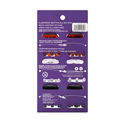 Goody Classic Half Claw Hair Clips - Pack of 4, 6 Count Assorted Colors
