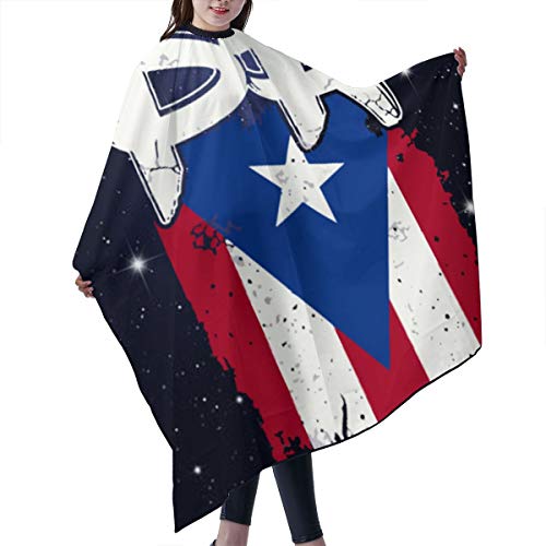 CebDs Puerto Rico PR Flag Hair Salon Cape - White, One Size, Water-Resistant, Professional Hairdressing Apron