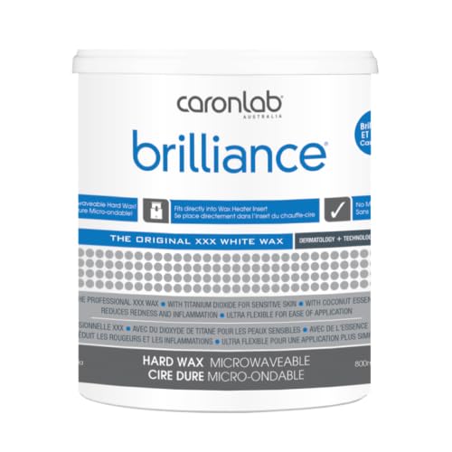 Caronlab Brilliance Hard Wax 27oz for Sensitive Skin, Microwaveable Coconut Stripless Wax
