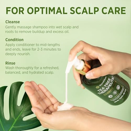 Roycederm Tea Tree Antifungal Shampoo & Conditioner Set for Scalp Care - Folliculitis Relief, Dry & Itchy Scalp, Paraben & Sulfate Free