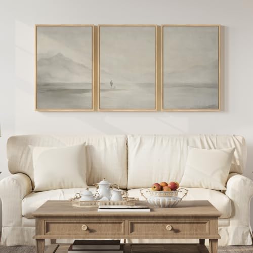 16x24 Inch Christian Wall Art Prints Set - Jesus Leaving the 99 Sheep, Neutral 3-Piece