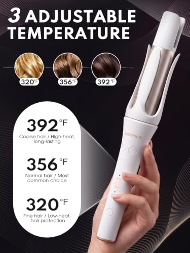 AraSyleon Automatic Hair Curler with 9cm Ceramic Barrel - White, For Medium to Long Hair