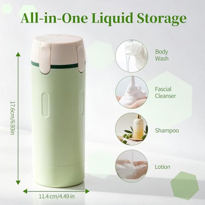 4-in-1 Travel Dispenser Bottle, Portable Cosmetic Dispenser Containers for Shampoo Lotion Conditioner Cream, Leak Proof Travel Dispenser, 30ML, Green