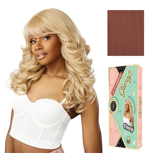 Sensationnel Glamzy Lace Crown Wig Tinsy RosyPink, Glueless Synthetic Hair, Heat Safe Up to 400°F