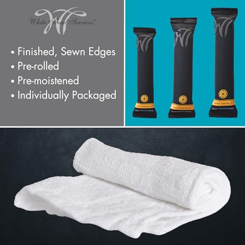 White Towel Services 10" x 10" inch Moist Cotton Towel Individually Wrapped - Unscented (Case of 50)