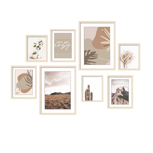ArtbyHannah Gallery Wall Frame Set - Beige Large 8 Pack Wall Decor
