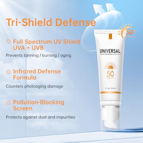 ONSART SPF 50 Tinted Mineral Sunscreen & Moisturizer for Face, Broad Spectrum UVA/UVB, Oil-Free & Sweat-Resistant, 1.7oz