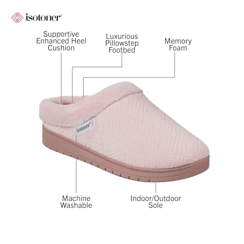 isotoner Women's Diamond Microterry Gemma Clog Slippers with Memory Foam - Evening Sand, Size 7.5-8