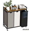 Laundry Hamper with 3 Removable Bags and Shelf - Rustic Brown, 60L Capacity, Movable Wheels - 3 Bag Set