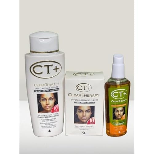 CT+ Clear Therapy Skin Lightening Set, 3-Piece Beauty Kit with Lotion, Soap and Serum, 10 Day Treatment