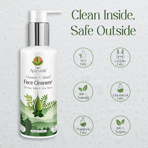 Charm N Glam Face Cleanser(Face wash) |with Neem,Tulsi,Tea Tree |For Dry, Oily & Acne Prone Skin|Deeply Cleanses | Exfoliates Skin| For Men & Women | Sulphate Free | 200ML