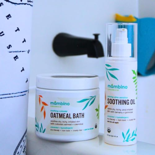 Calming Skin Set with Oatmeal Bath Powder & Soothing Body Oil - 11oz - Fragrance-Free for Sensitive Skin - Vegan & Gentle for Babies & Adults