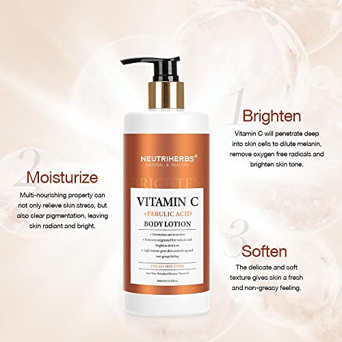 Vitamin C & Ferulic Acid Body Lotion for Dry Skin - 400ml Nourishing Moisturizer