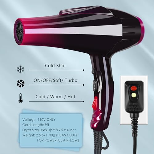 3500W Professional Ionic Hair Dryer for Women - Fast Drying & Frizz Control