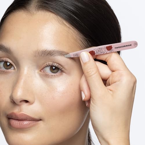 Tweezerman Aurora Slant Tweezer - Eyebrow Tweezers for Women and Men