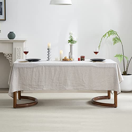 Everly Natural Linen Rectangle Tablecloth 132" x 60" for Dining & Events