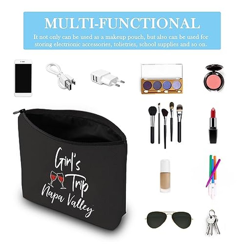 GJTIM Napa Valley Travel Gift California Funny City Trip Gift Girls Trip Gift Napa Valley Makeup Travel Bag for Californian Women (Napa Valley Black)
