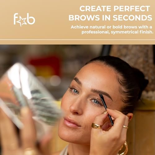 Eyebrow Kit with Stencils & Powder - Waterproof Contour Palette for Natural, Perfect Brows - Light/Medium Brown