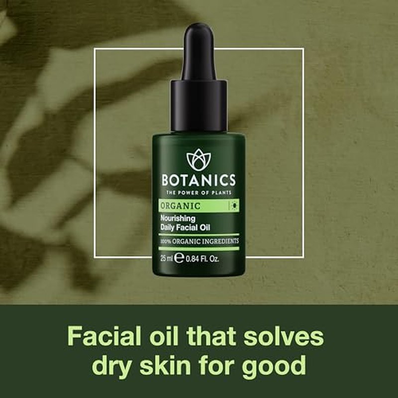Botanics Facial Oil for Men - Nourishing Daily Face & Beard Oil for Dry Skin - Enriched with Argan & Rosehip Oils - Lightweight & Non-Greasy Men's Skincare - Vegan, Cruelty Free (0.84 Fl Oz)