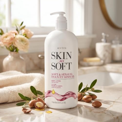 AVON Skin So Soft Soft & Sensual Body Lotion 33.8 Fl Oz with Pump - Pack of 1