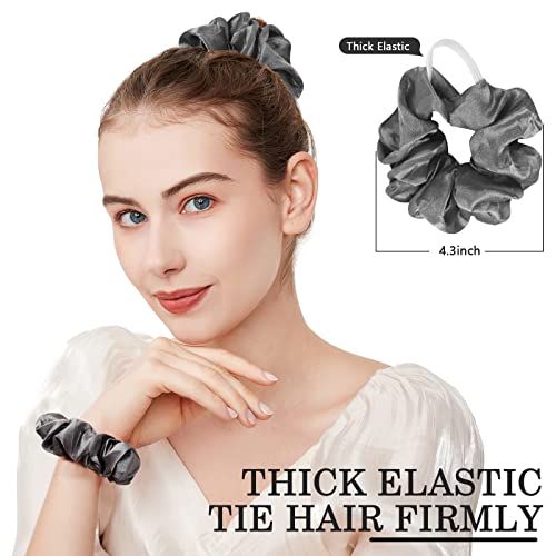 ADRIONE Satin Scrunchies Pack of 60 - 180 Count Silk Hair Ties for Women & Girls, No Slip, Curly & Thick Hair Friendly