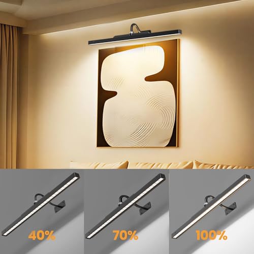 24 Inch Battery Powered Picture Lights 3 Pack Black Wireless Remote Art Wall Sconces