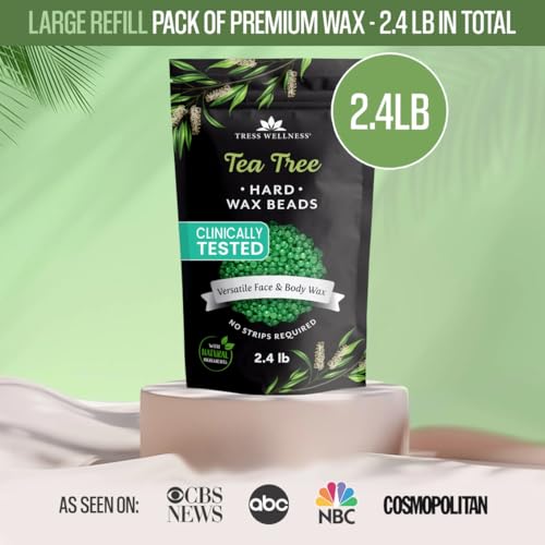 Wax Beads for Hair Removal - Tea Tree Scented, 2.4 lb Home Wax Kit - Safe & Dermatologically Tested - Variation: Tea Tree / 38.4 Ounce Pack of 1