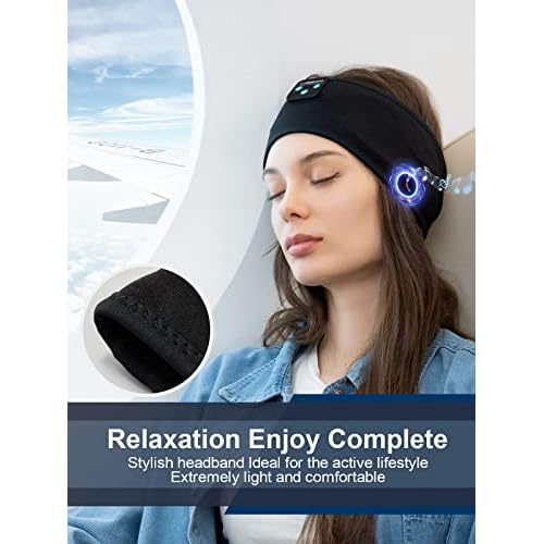 Lullaband Bluetooth Sleep Headphones Headband, Non-Slip Soft Stretchy Wireless Bluetooth Earphones with 10-Hour Battery Speakers for Sleep Travel Sports Yoga Meditation Running and Housework