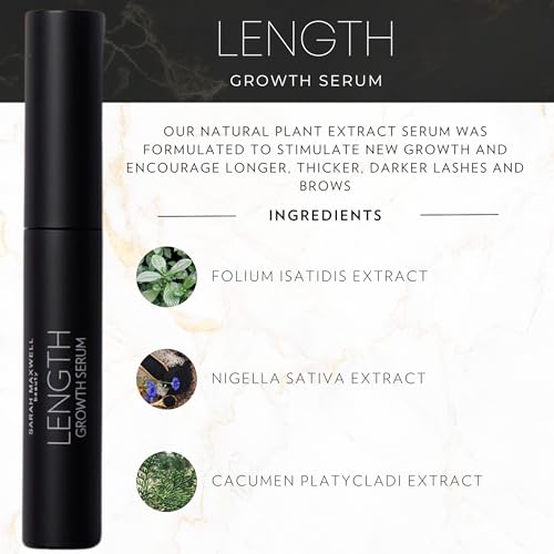 Sarah Maxwell Beauty - LENGTH Growth Serum for Eyelash & Brow Boost, Vegan, Paraben-Free, Cruelty-Free ? Enhance Lashes & Brows, Clean Beauty Lash Treatment (0.17 fl oz | 5 mL)