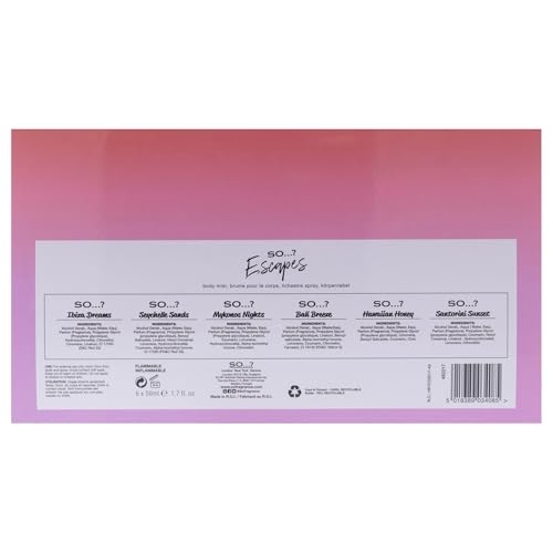 So...? Escapes Body Mist Set for Women - 2 Pack, 6 Island Fragrances, 1.7oz