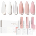 CANNI Rubber Base Gel Set - 6 Colors Milky White Clear Pink Nude Builder Nail Gel for Nail Strengthening, Soak Off UV LED for Natural Nails, DIY Manicure Salon Use Women & Girls