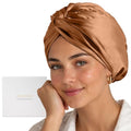 Mocha Adjustable Mulberry Silk Sleep Bonnet for Women Hair Care - One Size