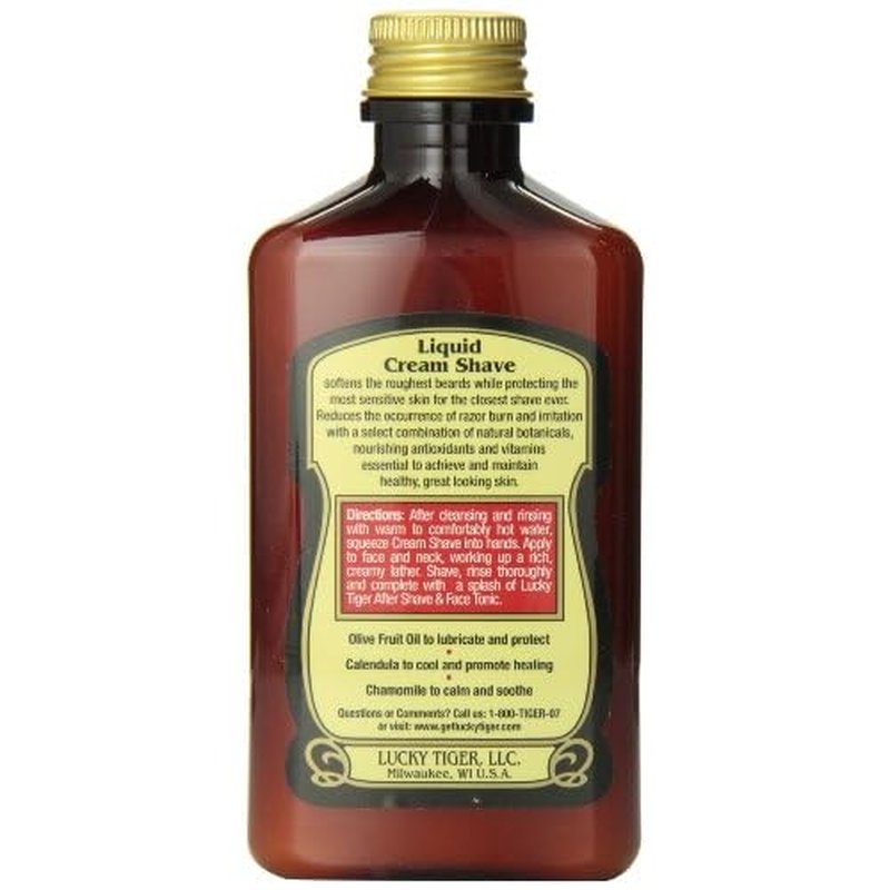 Lucky Tiger Liquid Cream Shave (5 Fl Oz) ? Classic Men's Shaving Cream with Olive Oil & Chamomile ? Soothing and Moisturizing Shave Cream for Men to Prevent Razor Burn