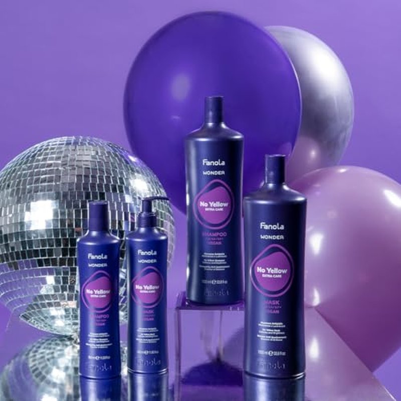 Fanola Wonder No Yellow Purple Shampoo - Purple Color Depositing Shampoo for Blondes, Bleached & Grey Hair - Formulated with Violet Pigment to Remove Brassy Tones from Hair (33.8 Fl Oz)