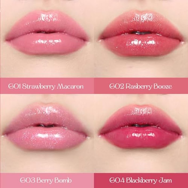 Flower Knows Violet Strawberry Rococo Glowy Lip Gloss,Moisturizing Baby Pink Plumping Lip Oil,Hydrating Lip Tint for Girls&Women,Vegan & Cruelty-Free,0.12 Fl Oz(G01 Strawberry Macaron)
