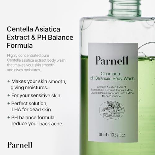 Parnell Cicamanu pH Balanced Body Wash for Sensitive Skin & Back Acne, 13.5 Fl Oz