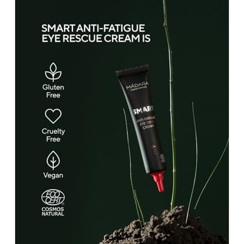 Madara Organic Skincare | SMART Anti-Fatigue Eye Rescue Cream - 15 ml, With a Smart Antioxidant Complex, Natural Aescin And Caffeine, 100% Natural Origin, Vegan, Ecocert Certified