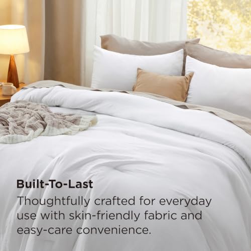 Bedsure Oversized King Comforter Set 3 Pieces White 120x98 Inches – Prewashed and Soft Bedding