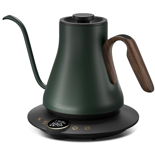 INTASTING Forest Green Gooseneck Electric Kettle with ±1℉ Temperature Control 0.9L