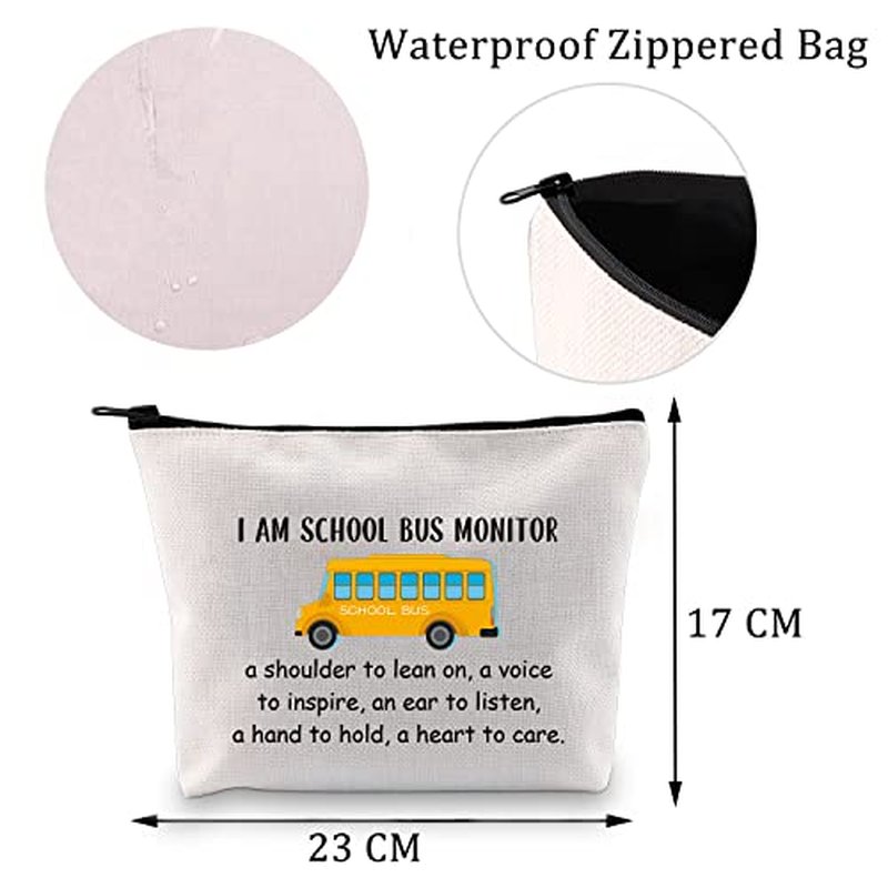 MBMSO Bus Monitor Gifts Bag Bus Driver Appreciation Gift Cosmetic Bag Bus Attendant Gift Bus Monitor Zipper Bag (I am Bus Monitor bag)