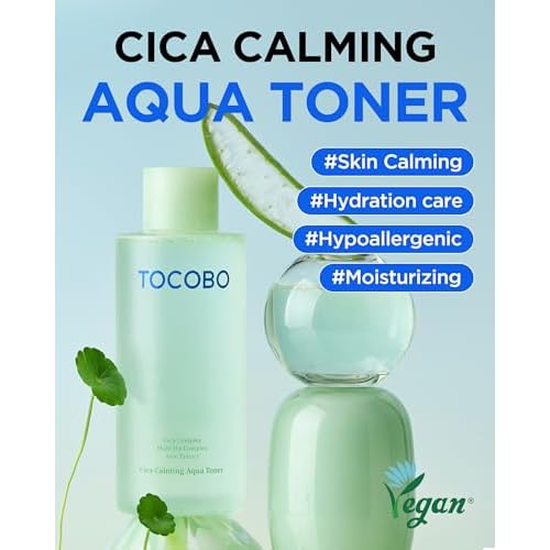 TOCOBO CICA Calming Aqua Toner ? Korean Soothing Face Toner with CICA, Hyaluronic Acid & Aloe ? Daily Hydration for Sensitive Skin, 24-Hour Moisture, Hypoallergenic pH Balancing Formula, 6.76 fl.oz.