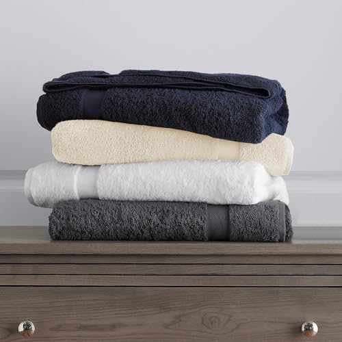 White Organic Cotton Bath Towels Set - 4 Pieces, 650 GSM Plush Quick Dry