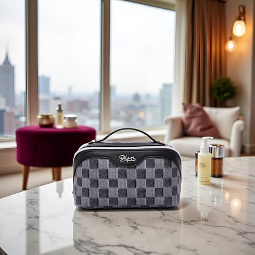 Travel Makeup Bag Cosmetic Organizer Set - Black D-2 - 3 Pieces