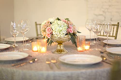 Hewory Gold Metal Vases for Centerpieces - 10pcs, 6.5in Wedding & Party Decor